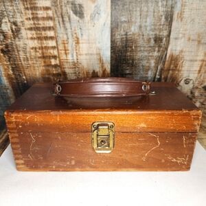 Vintage Dovetail Wood Card Recipe Photo Jewelry Trinket MCM Storage Box 5 X 10